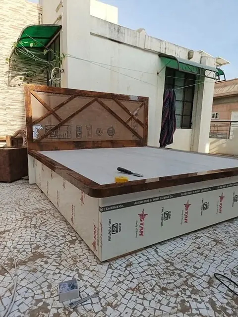 King size bed ready for delivery – Bed by Varnika Furnitures and Aluminium Works, Lucknow