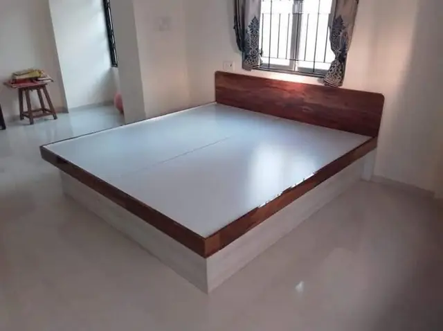 Walnut headboard platform bed – Bed by Varnika Furnitures and Aluminium Works, Lucknow