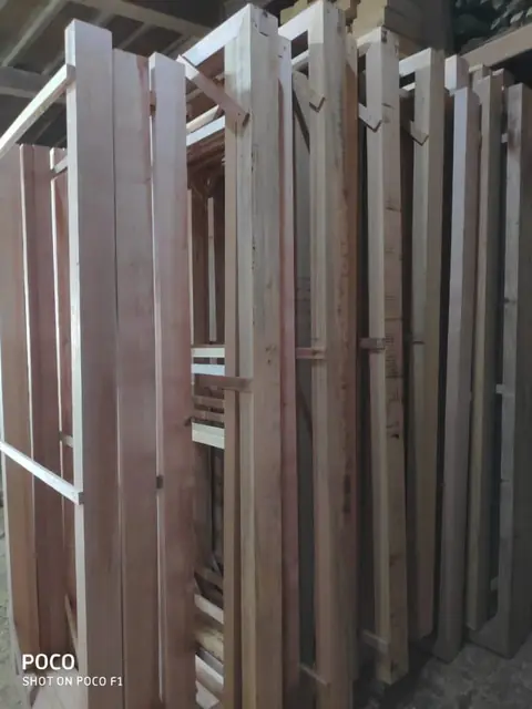 Precision-milled door frames in the workshop – Chokhat by Varnika Furnitures and Aluminium Works, Lucknow
