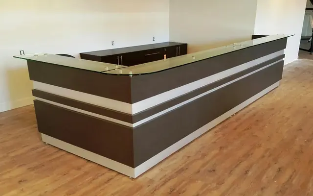 Curved reception desk – Office Furniture by Varnika Furnitures and Aluminium Works, Lucknow