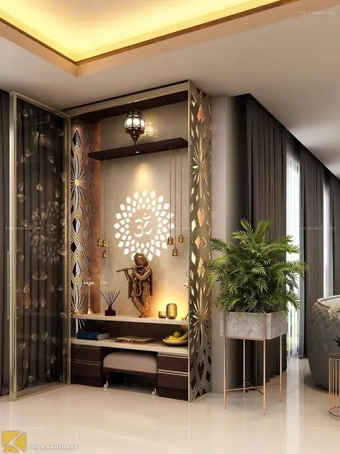 Backlit pooja mandir corner – Pooja Mandir by Varnika Furnitures and Aluminium Works, Lucknow