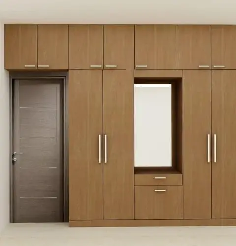 Wardrobe wall with mirror niche – Wardrobe by Varnika Furnitures and Aluminium Works, Lucknow