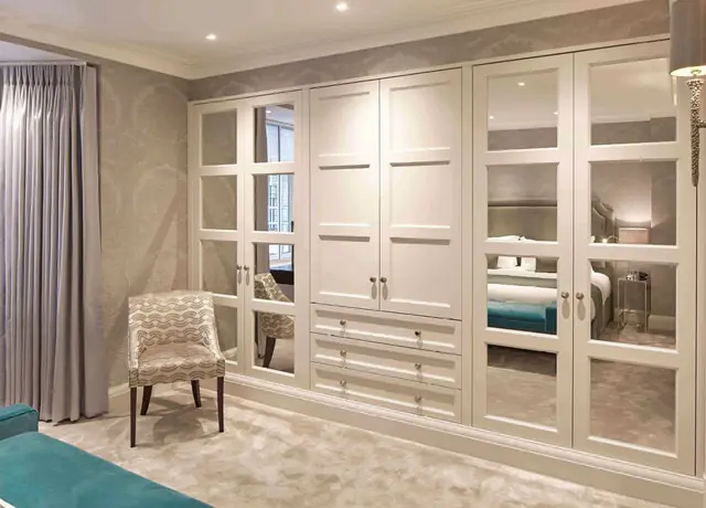 Mirror-panel white wardrobe – Wardrobe by Varnika Furnitures and Aluminium Works, Lucknow