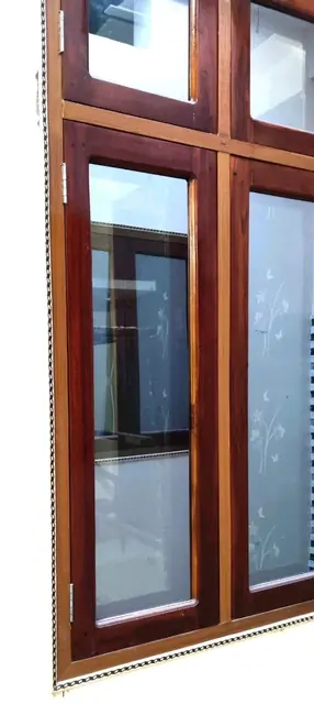 Teak window with frosted glass – Window by Varnika Furnitures and Aluminium Works, Lucknow