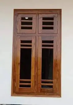 Teak window with louvre top – Window by Varnika Furnitures and Aluminium Works, Lucknow